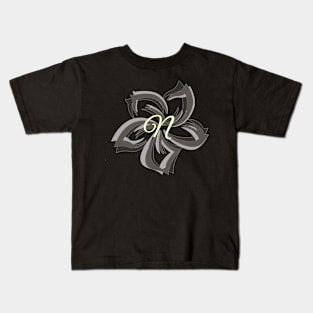 letter N on trio of tribal plumeria Kids T-Shirt